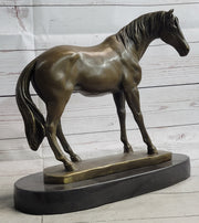 Arabian Horse Mare Bronze Figure Sculpture Statue Equestrian Decor on Marble Base