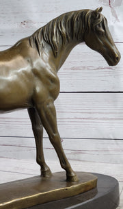 Arabian Horse Mare Bronze Figure Sculpture Statue Equestrian Decor on Marble Base