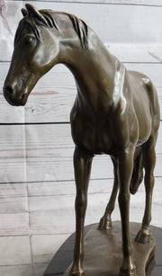 Arabian Horse Mare Bronze Figure Sculpture Statue Equestrian Decor on Marble Base