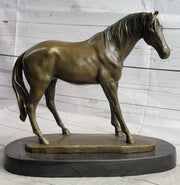 Arabian Horse Mare Bronze Figure Sculpture Statue Equestrian Decor on Marble Base