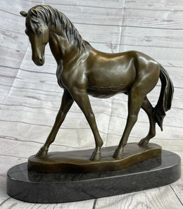 Arabian Horse Mare Bronze Metal Sculpture Statue Figure on Marble Base Signed Original 12