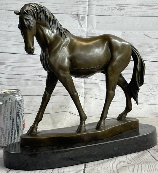 Arabian Horse Mare Bronze Metal Sculpture Statue Figure on Marble Base Signed Original 12" X 12.5"