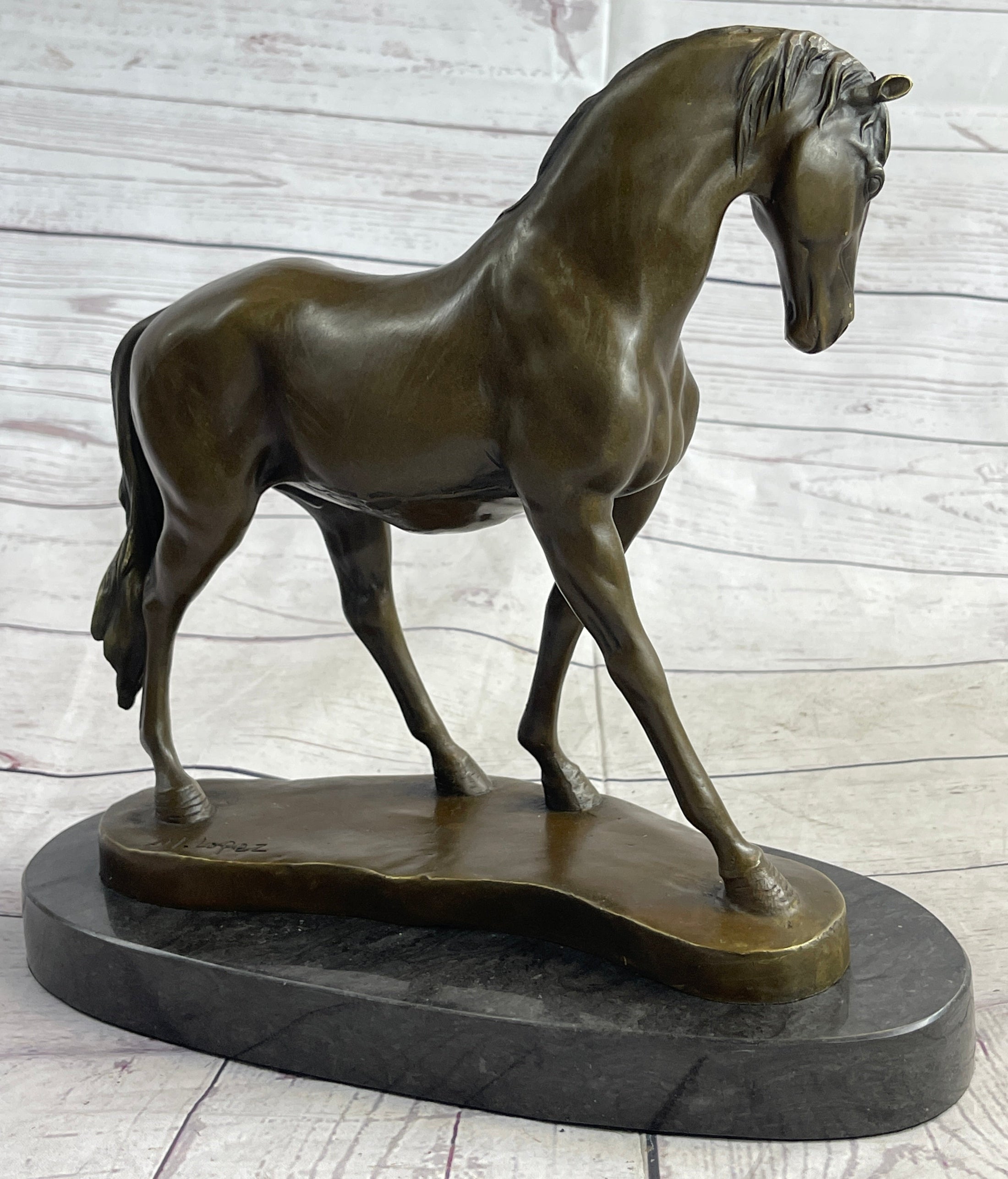 Arabian Horse Mare Bronze Metal Sculpture Statue Figure on Marble Base Signed Original 12" X 12.5"