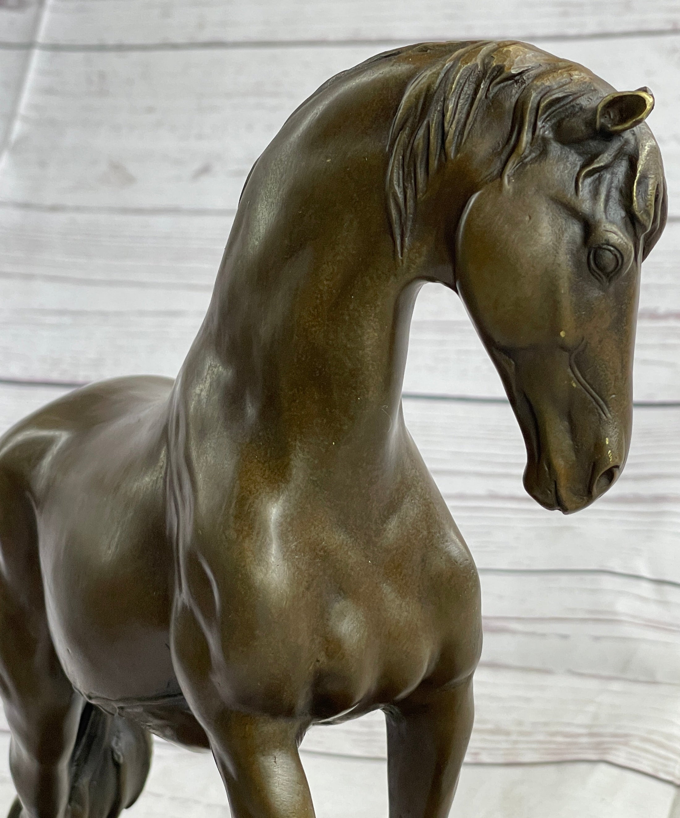 Arabian Horse Mare Bronze Metal Sculpture Statue Figure on Marble Base Signed Original 12" X 12.5"