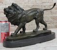 Load image into Gallery viewer, Signed African Male Lion King of Jungle on Prowl Bronze Sculpture Art Deco Decor
