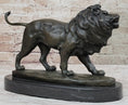Load image into Gallery viewer, Signed African Male Lion King of Jungle on Prowl Bronze Sculpture Art Deco Decor
