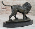 Load image into Gallery viewer, Signed African Male Lion King of Jungle on Prowl Bronze Sculpture Art Deco Decor
