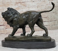Load image into Gallery viewer, Signed African Male Lion King of Jungle on Prowl Bronze Sculpture Art Deco Decor
