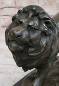 Load image into Gallery viewer, Signed African Male Lion King of Jungle on Prowl Bronze Sculpture Art Deco Decor
