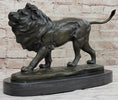 Load image into Gallery viewer, Signed African Male Lion King of Jungle on Prowl Bronze Sculpture Art Deco Decor
