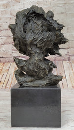 Hand Made African Lion Bust Museum Quality Bronze Sculpture by Barye Figurine