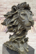 Load image into Gallery viewer, Hand Made African Lion Bust Museum Quality Bronze Sculpture by Barye Figurine
