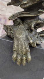 Hand Made African Lion Bust Museum Quality Bronze Sculpture by Barye Figurine