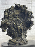 Load image into Gallery viewer, Roaring Lion's Head Lion Bust Bronze Sculpture Statue Figure Marble Base 9" x 7"
