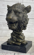 Load image into Gallery viewer, Cougar Lion Big Cat Predator Bust Sculpture Statue Bronze on Marble Base 12" x 7"
