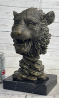 Load image into Gallery viewer, Cougar Lion Big Cat Predator Bust Sculpture Statue Bronze on Marble Base 12" x 7"
