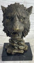 Load image into Gallery viewer, Cougar Lion Big Cat Predator Bust Sculpture Statue Bronze on Marble Base 12" x 7"

