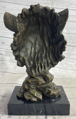 Cougar Lion Big Cat Predator Bust Sculpture Statue Bronze on Marble Base 12