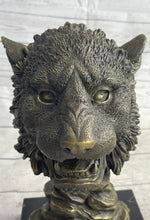 Cougar Lion Big Cat Predator Bust Sculpture Statue Bronze on Marble Base 12