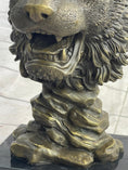 Load image into Gallery viewer, Cougar Lion Big Cat Predator Bust Sculpture Statue Bronze on Marble Base 12" x 7"
