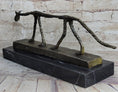 Load image into Gallery viewer, Abstract Cat Bronze Statue Sculpture by Alberto Giacometti Marble Base 6" x 15"
