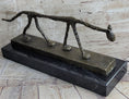 Load image into Gallery viewer, Abstract Cat Bronze Statue Sculpture by Alberto Giacometti Marble Base 6" x 15"
