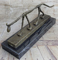 Load image into Gallery viewer, Abstract Cat Bronze Statue Sculpture by Alberto Giacometti Marble Base 6" x 15"
