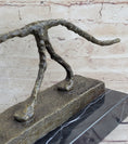 Load image into Gallery viewer, Abstract Cat Bronze Statue Sculpture by Alberto Giacometti Marble Base 6" x 15"

