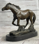 Arabian Horse in Trotting Running in Field Bronze Statue Sculpture Equestrian Decor Original Art