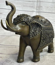 Signed Laughing Elephant Symbol of Luck Bronze Sculpture Statue Artwork