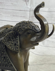 Signed Laughing Elephant Symbol of Luck Bronze Sculpture Statue Artwork