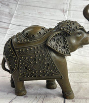 Signed Laughing Elephant Symbol of Luck Bronze Sculpture Statue Artwork