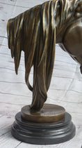 Load image into Gallery viewer, Horse Head Bust Equestrian Bronze Sculpture Statue Figure Decor on Marble Base Signed 13" x 9"
