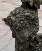 Eagles & Bear Hunting Fish Original Bronze Sculpture Statue Art by Milo on Marble Base