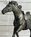 Load image into Gallery viewer, Saddled War Horse Working Equestrian Bronze Statue Sculpture after PJ Mene

