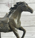 Load image into Gallery viewer, Saddled War Horse Working Equestrian Bronze Statue Sculpture after PJ Mene
