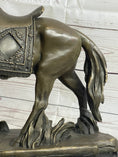 Load image into Gallery viewer, Saddled War Horse Working Equestrian Bronze Statue Sculpture after PJ Mene

