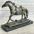 Load image into Gallery viewer, Saddled War Horse Working Equestrian Bronze Statue Sculpture after PJ Mene
