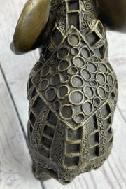 Indian Elephant Bronze Metal Figurine Sculpture Decor Signed Original 8.5