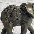 Load image into Gallery viewer, Indian Elephant Bronze Metal Figurine Sculpture Decor Signed Original 8.5" x 12"
