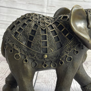 Indian Elephant Bronze Metal Figurine Sculpture Decor Signed Original 8.5