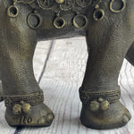 Indian Elephant Bronze Metal Figurine Sculpture Decor Signed Original 8.5