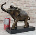 Load image into Gallery viewer, Boy Child Sleeping on Indian Elephant Bronze Statue Sculpture Decor on Marble Base
