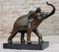 Load image into Gallery viewer, Boy Child Sleeping on Indian Elephant Bronze Statue Sculpture Decor on Marble Base
