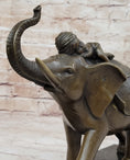 Load image into Gallery viewer, Boy Child Sleeping on Indian Elephant Bronze Statue Sculpture Decor on Marble Base

