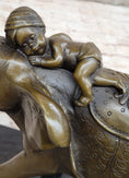 Load image into Gallery viewer, Boy Child Sleeping on Indian Elephant Bronze Statue Sculpture Decor on Marble Base
