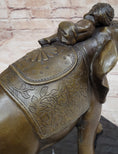 Load image into Gallery viewer, Boy Child Sleeping on Indian Elephant Bronze Statue Sculpture Decor on Marble Base

