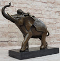 Load image into Gallery viewer, Boy Child Sleeping on Indian Elephant Bronze Statue Sculpture Decor on Marble Base
