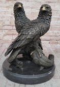 Load image into Gallery viewer, Two Juvenile American Bald Eagles Bronze Metal Statue Sculpture on Marble Base
