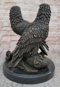 Load image into Gallery viewer, Two Juvenile American Bald Eagles Bronze Metal Statue Sculpture on Marble Base
